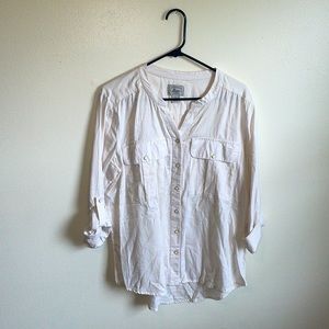 Bass & Co. Button Down Rolled Sleeve Cotton Blouse